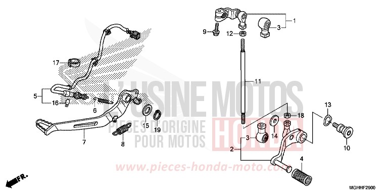 PEDAL for VFR1200X Dual Clutch CANDY PROMINENCE RED (R342) from 2017